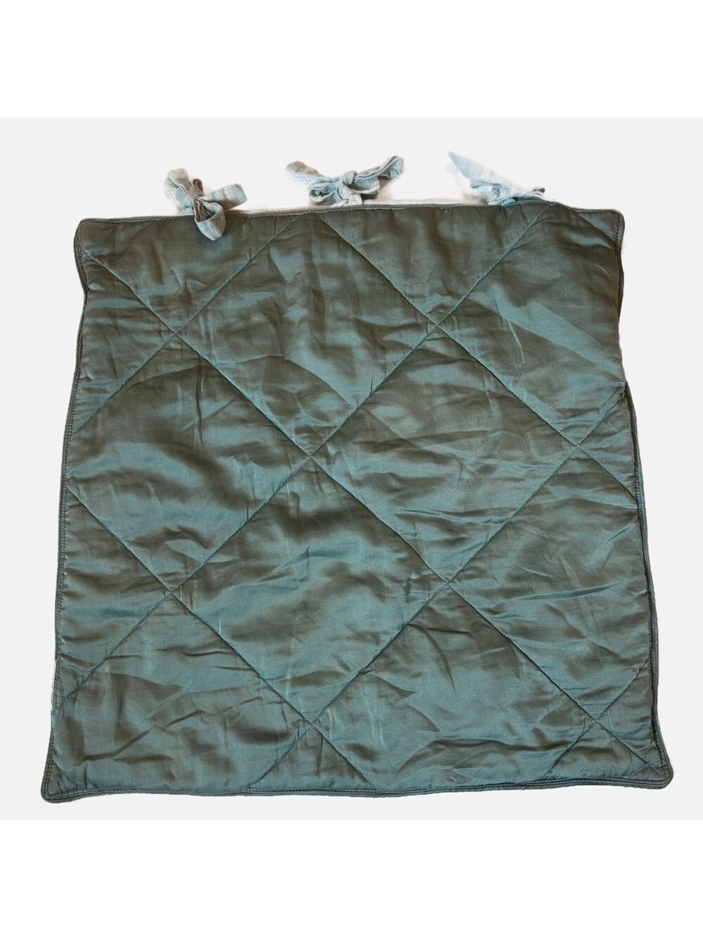 Pottery Barn Pillow Sham Set of 2 Satin Linen Cotton Blend Quilted Teal